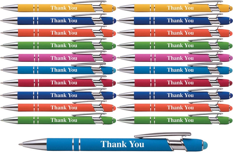 Express Pencils Thank You Premium Gift Stylus Pens For All TouchScreen Devices - Metal Soft Touch - 2 in 1 Combo Pen for Events, Parties, Employee Appreciation & More (20 Pack) - Image 1